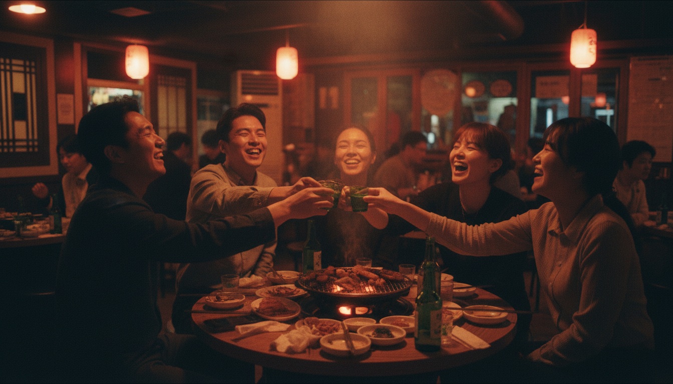 잔을 부딪치는 손님들